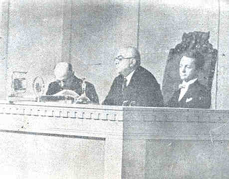 H. R. H. Prince Aga Khan III presiding over League of Nations of which he was the first President