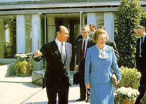 Margaret Thatcher and His Highness the Aga Khan at the opening ceremony at the Ismaili Center, London, April 1985