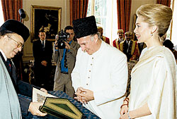 His Highness the Aga Khan and his Bride Begum Inaara