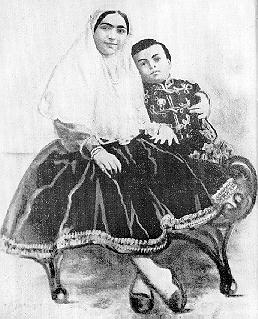 Young Aga Khan III with His Mother Lady Aly Shah